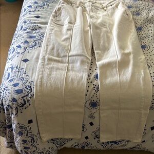 Abercrombie Cream Denim Wide-Leg Pants